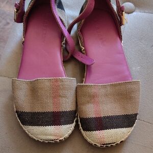 Burberry Pink and Tan Espadrille Flats